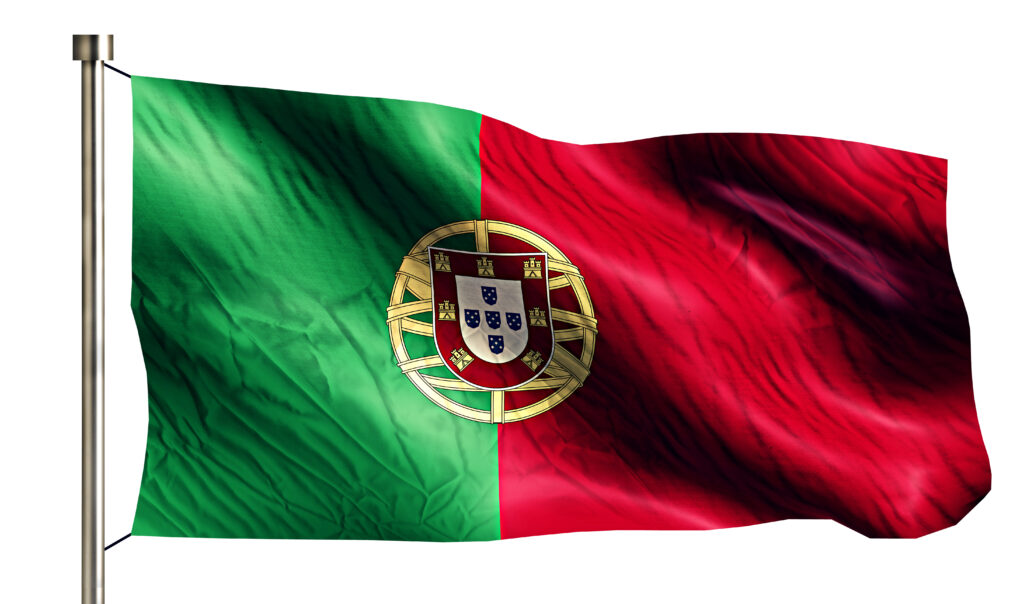 portugal national flag isolated 3d white background
